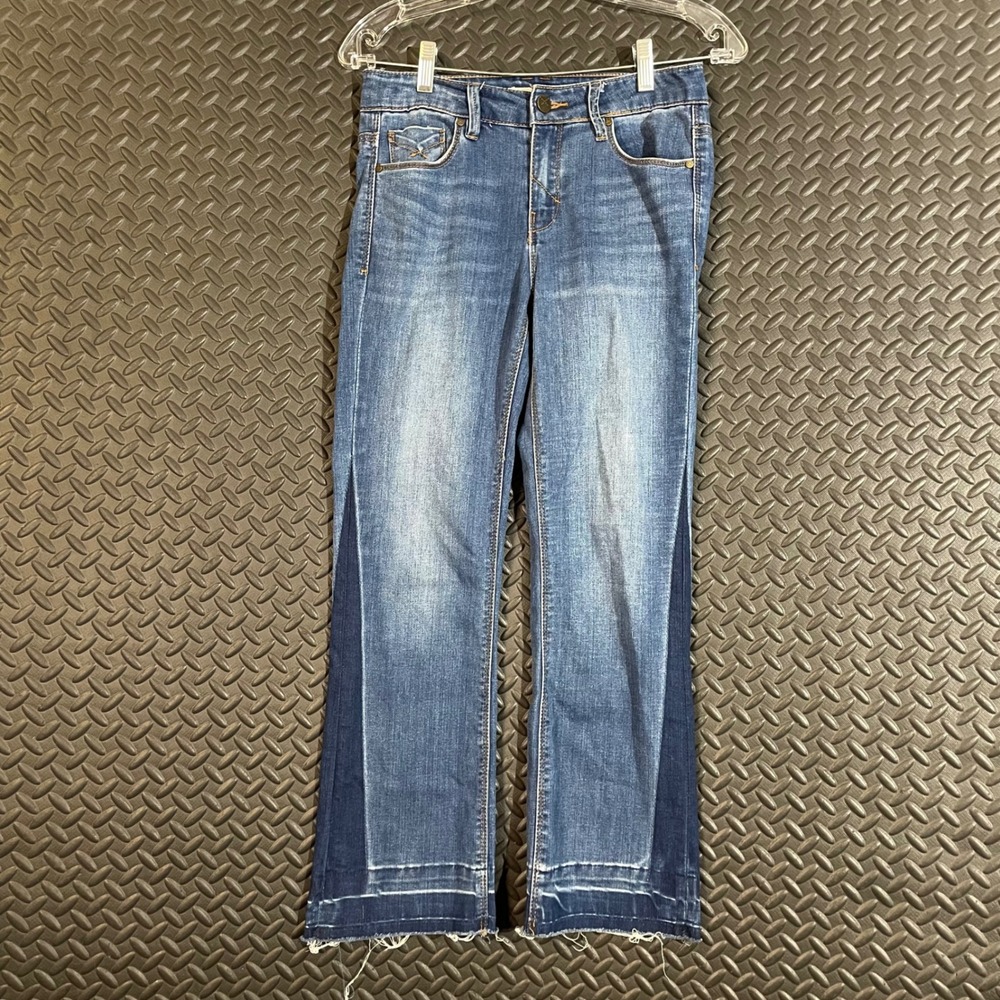Unpublished Women's Size‎ 25 Mid-Rise Stretch Two-Tone Wide Leg Bootcut Jeans